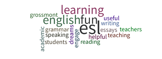 Word Cloud of key words describing our ESL department and ESL learning